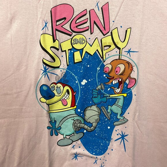 Nickelodeon Ren & Stimpy Space Walk Pink T-Shirt XL - Picture 3 of 4